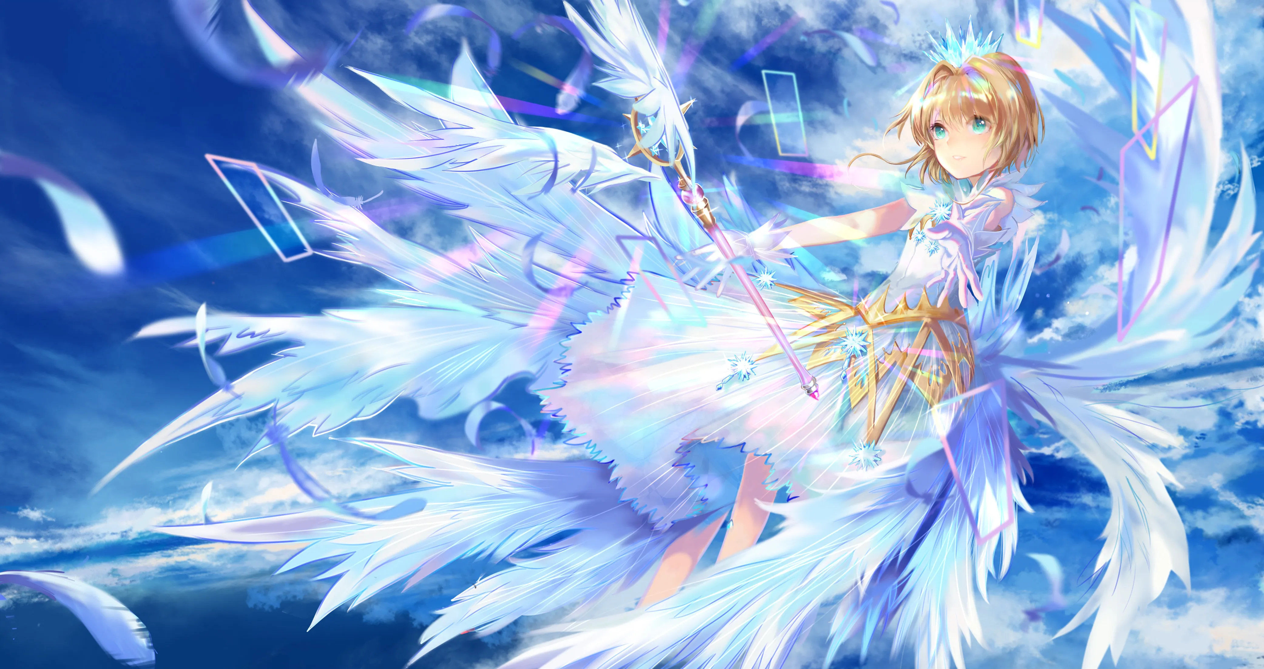Sakura entourée d’éclats de cristal dans l’arc Clear Card