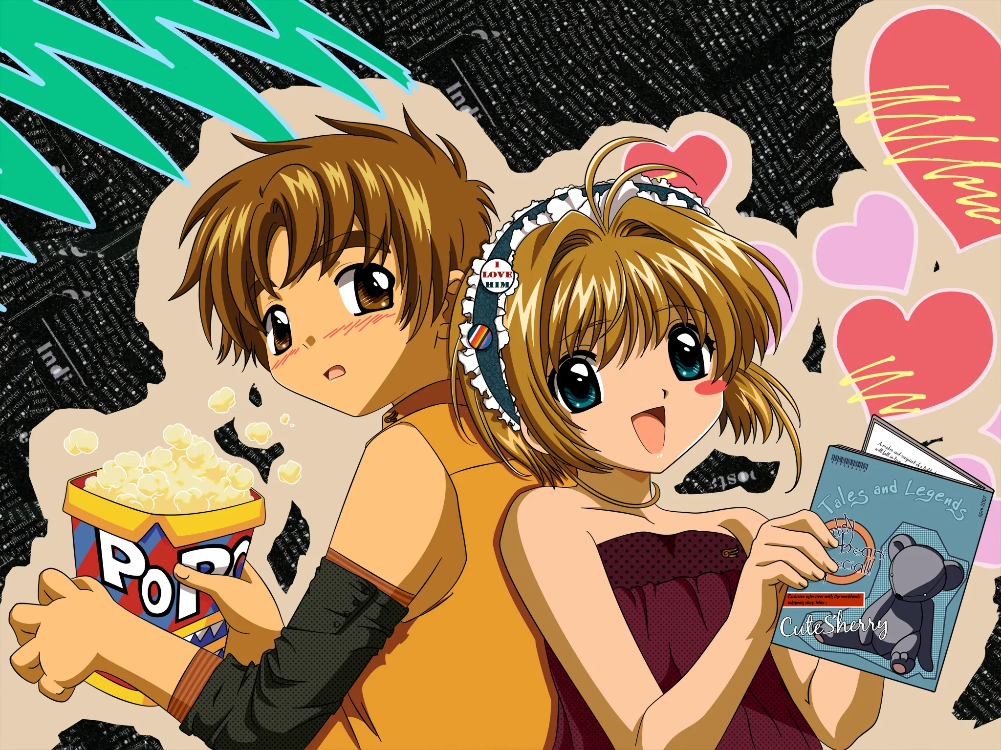Sakura et Shaoran, illustration façon shôjo